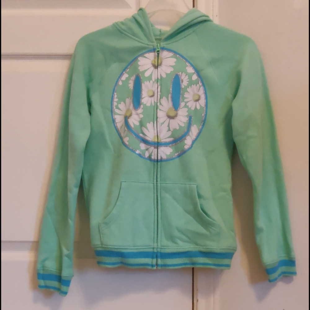 🌸 Girls So Daises and Smiley Face Green Jacket